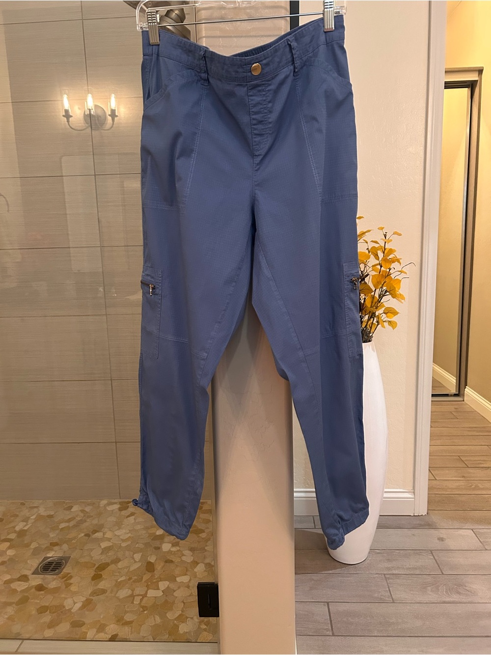 Women's Slate Blue Cargo Jogger Pants with Utility Pockets